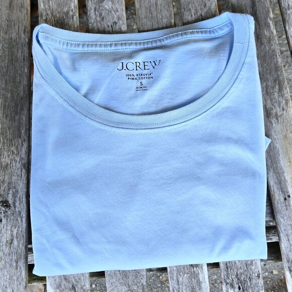 New J. CREW Pale Blue  Slim Fit Pima Cotton T-Shirt Top Small S - Picture 1 of 2